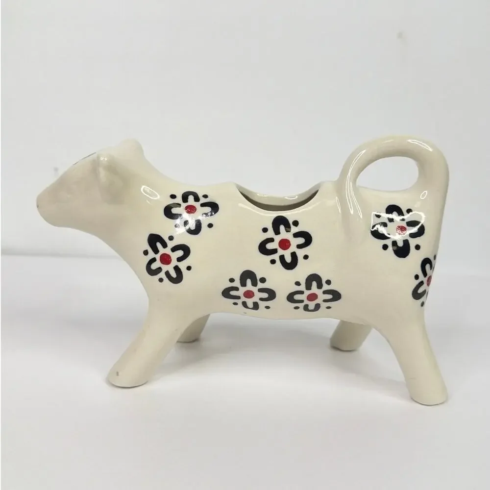 Ceramic Cow Creamer pitcher white floral pattern